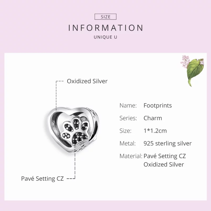 (image pour) Charm Style PANDORA Marque de patte des animaux de compagnie - SCC1191-BK - Afficher 2