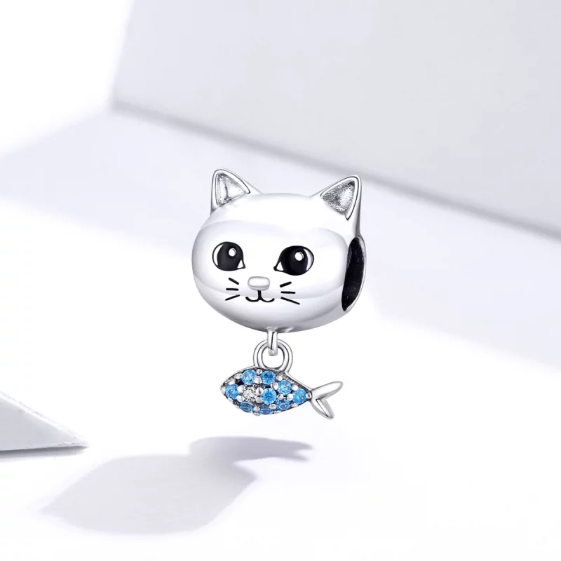 (image pour) Charm Style PANDORA minou avec poisson - BSC226 - Afficher 2