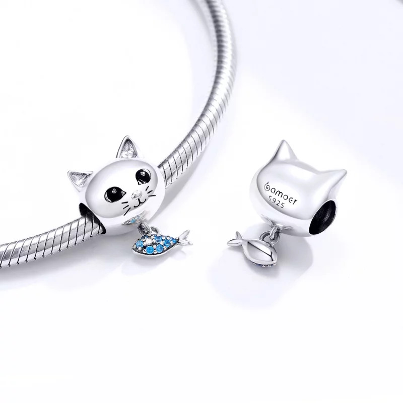 (image pour) Charm Style PANDORA minou avec poisson - BSC226 - Afficher 4
