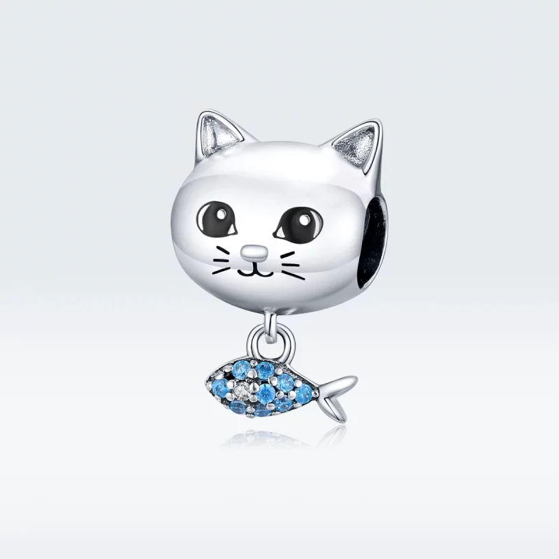 (image pour) Charm Style PANDORA minou avec poisson - BSC226 - Afficher 5