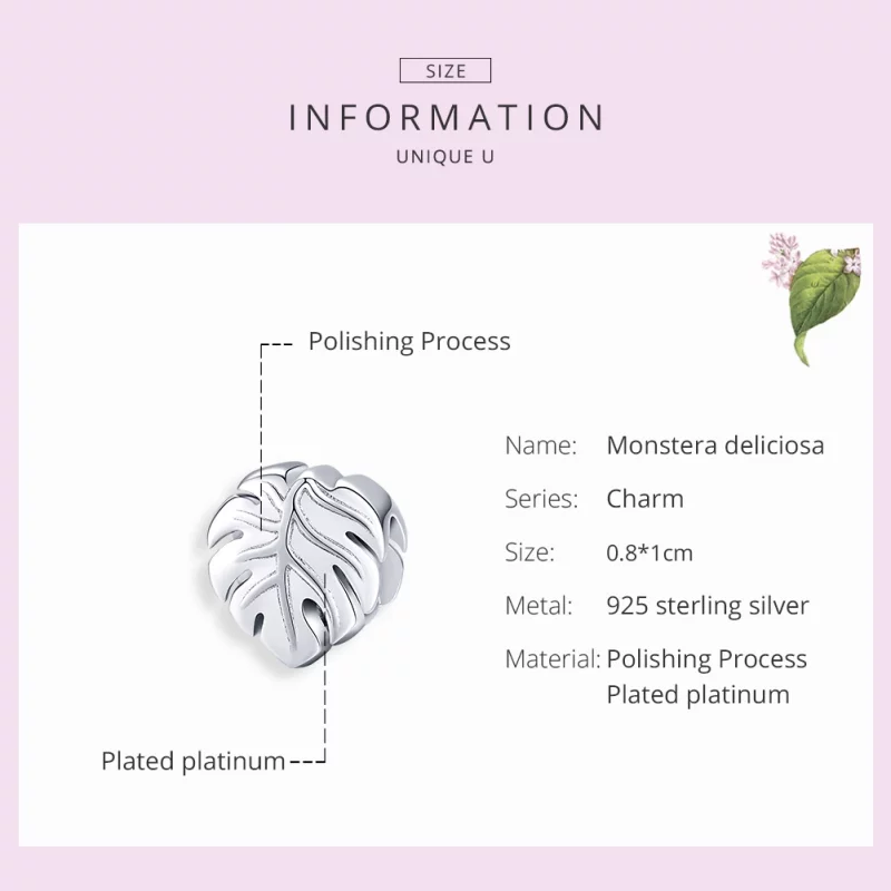 (image pour) Charm Style PANDORA Monstera Deliciosa - BSC141 - Afficher 7