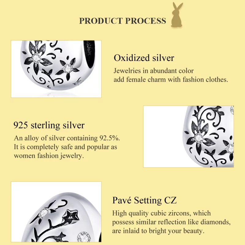(image pour) Charm Style PANDORA Oeuf de Pâques rétro - SCC1466 - Afficher 7