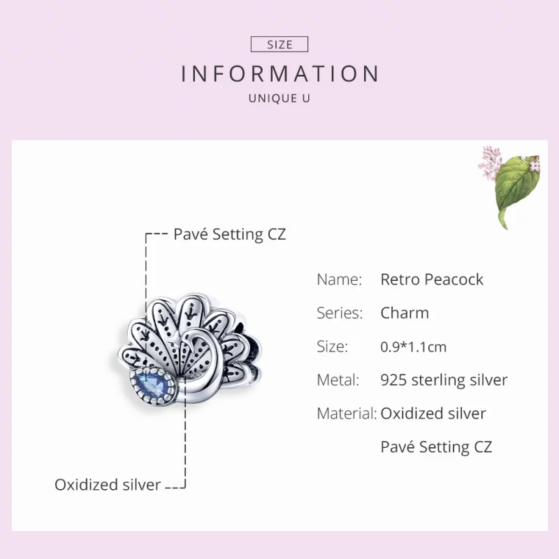 (image pour) Charm Style PANDORA Paon rétro - SCC1558 - Afficher 7