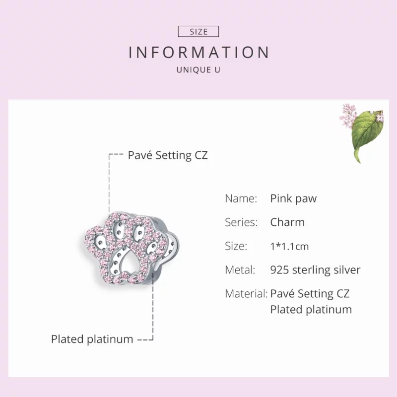 (image pour) Charm Style PANDORA Patte rose - BSC164 - Afficher 7