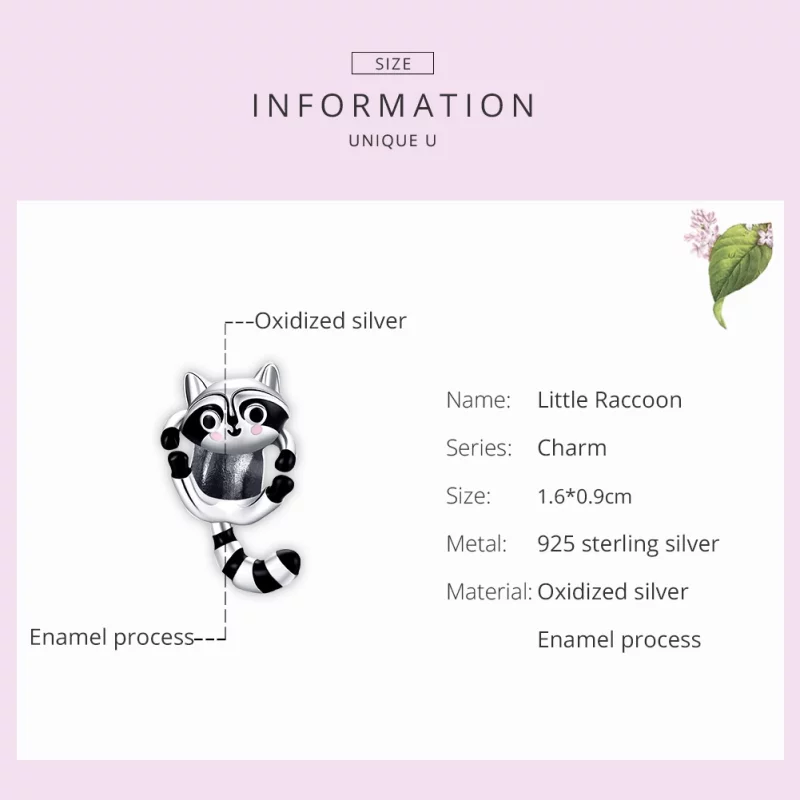 (image pour) Charm Style PANDORA Petit Raton Laveur - BSC403 - Afficher 7