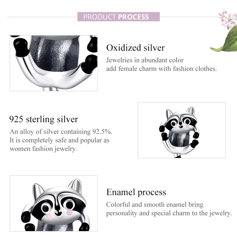 (image pour) Charm Style PANDORA Petit Raton Laveur - BSC403 - Afficher 8