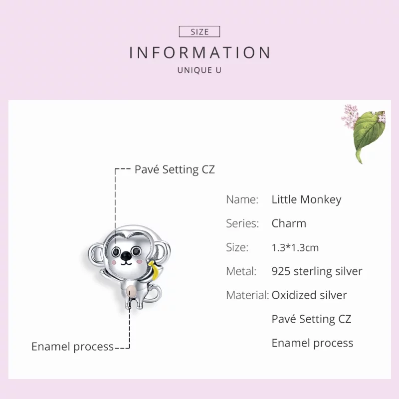 (image pour) Charm Style PANDORA Petit singe - SCC1575 - Afficher 7