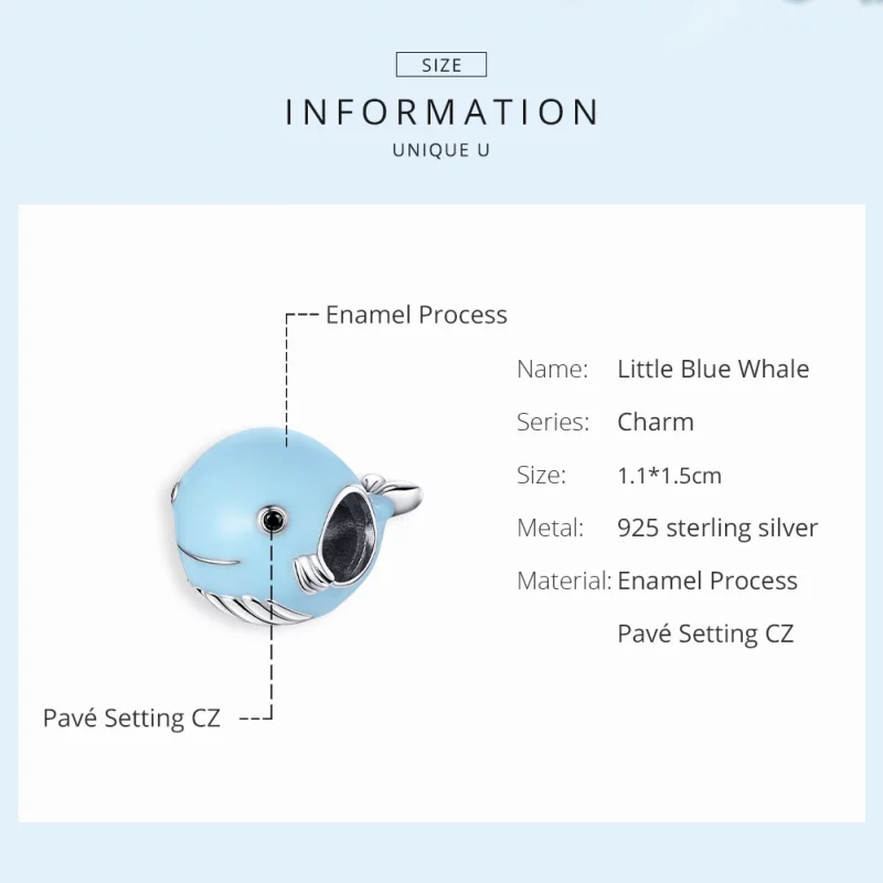 (image pour) Charm Style PANDORA Petite Baleine Bleue - BSC250 - Afficher 6