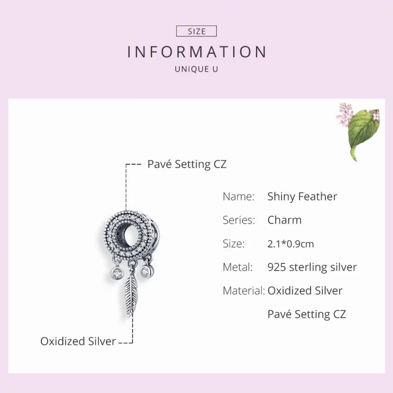 (image pour) Charm Style PANDORA Plume brillante - SCC1550 - Afficher 7
