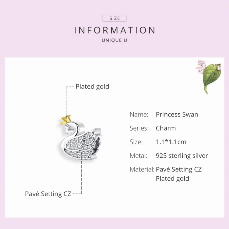 (image pour) Charm Style PANDORA Princesse Swan Bicolore - SCC1343 - Afficher 7