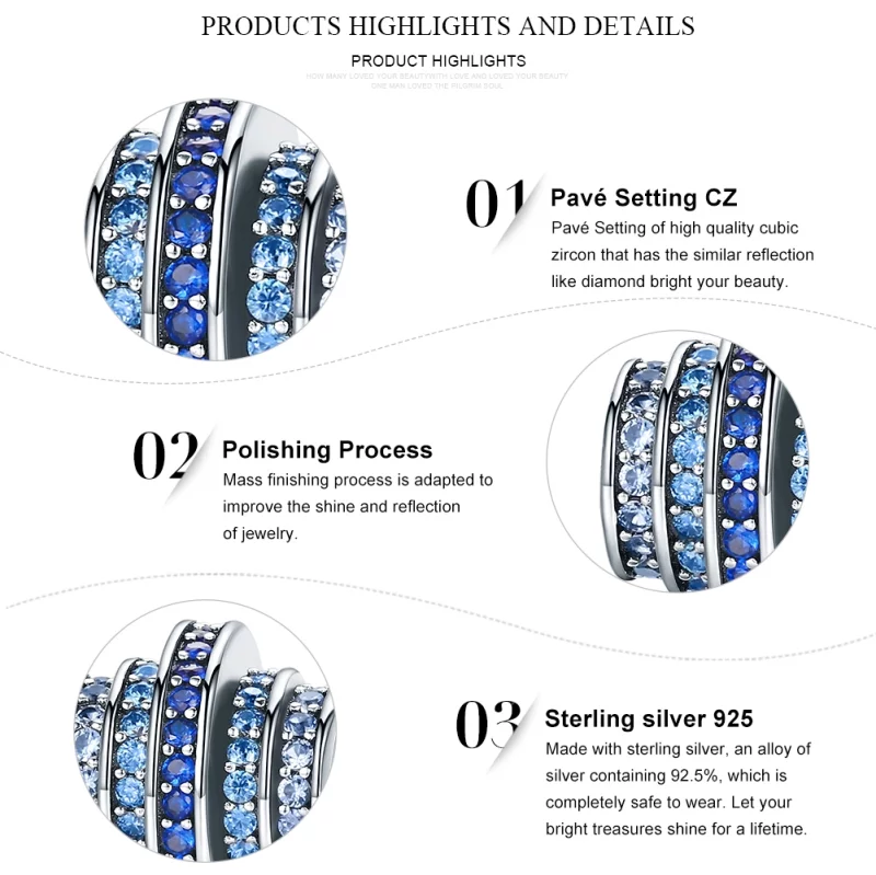 (image pour) Charm Style PANDORA Rythme bleu - SCC129 - Afficher 5