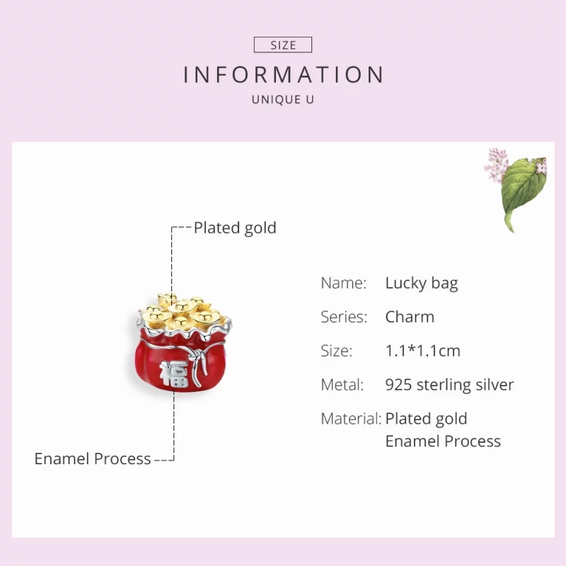 (image pour) Charm Style PANDORA Sac porte-bonheur chinois - BSC100 - Afficher 7