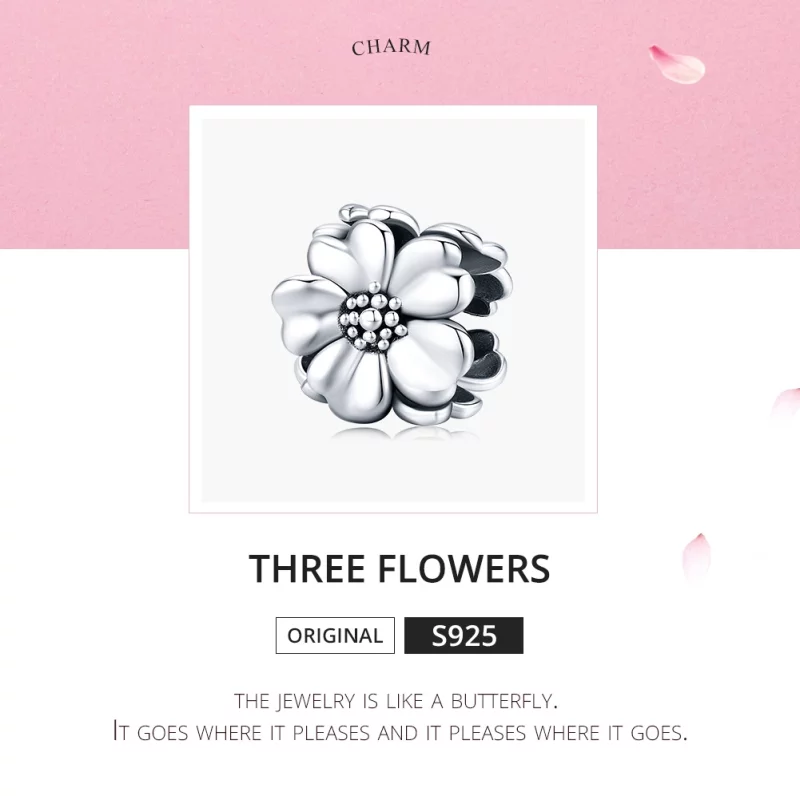 (image pour) Charm Style PANDORA Trois fleurs - SCC1486 - Afficher 5