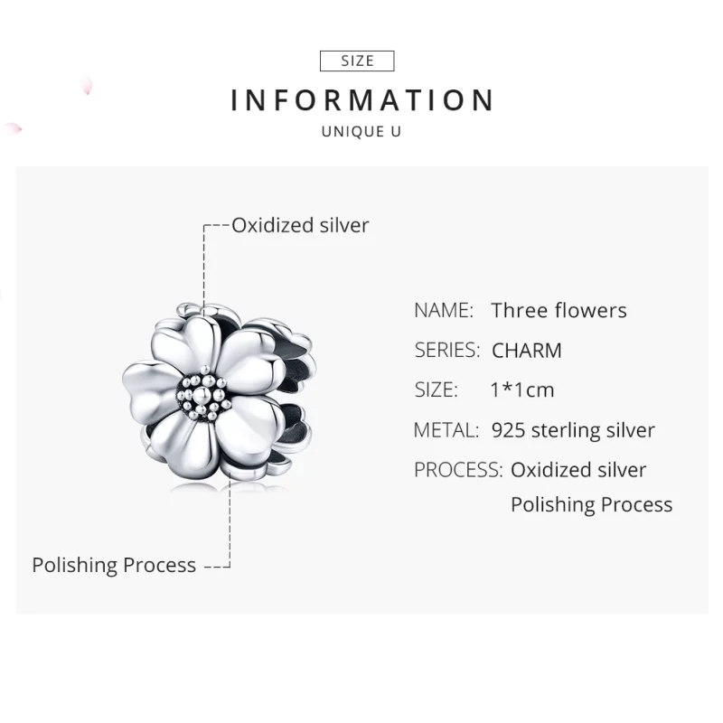 (image pour) Charm Style PANDORA Trois fleurs - SCC1486 - Afficher 7