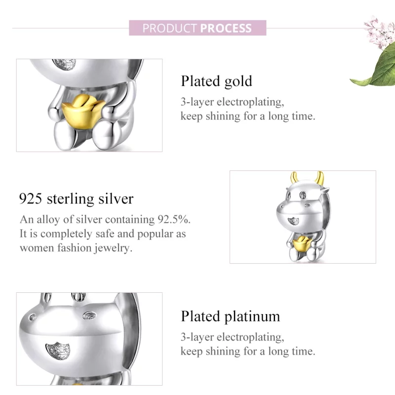 (image pour) Charm Style PANDORA Vache chanceuse Bicolore - SCC1709 - Afficher 8