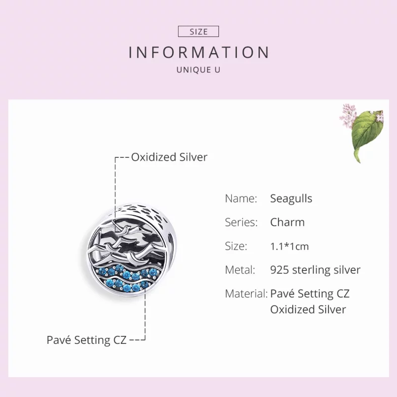 (image pour) Charm Style PANDORA Vague & Mouettes - SCC1454 - Afficher 7