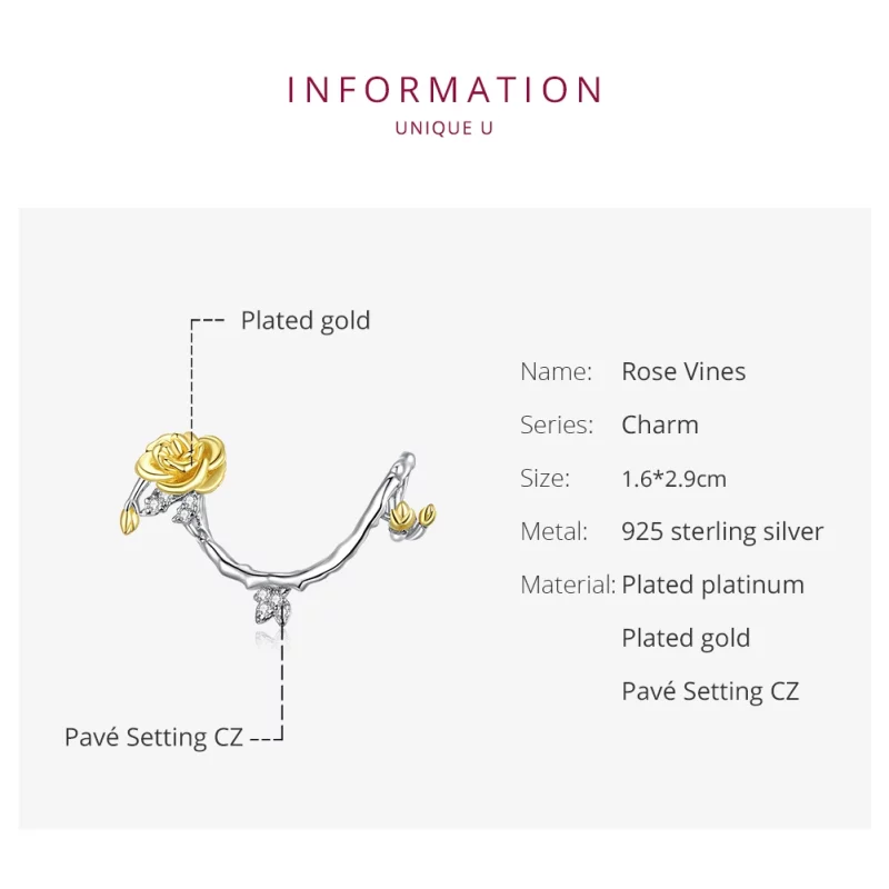 (image pour) Charm Style PANDORA Vignes roses Bicolore - BSC322 - Afficher 6