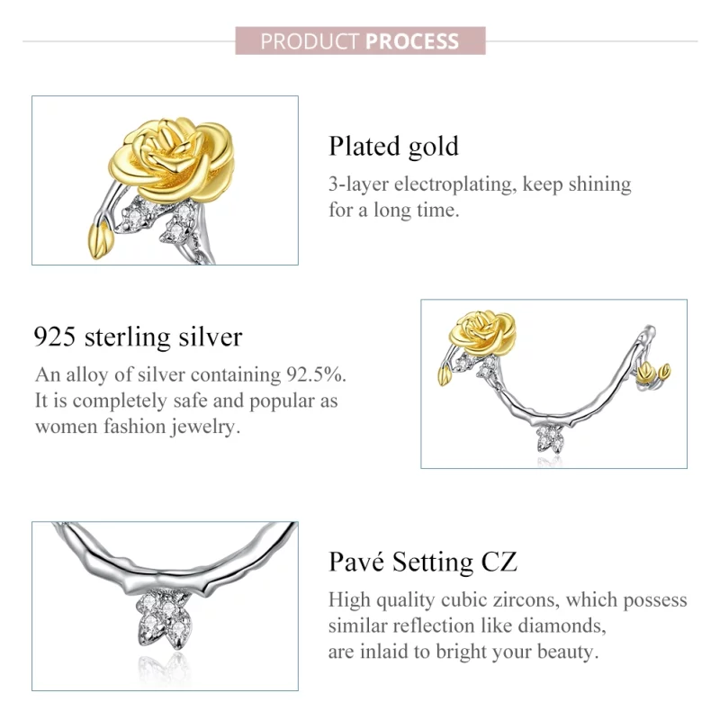 (image pour) Charm Style PANDORA Vignes roses Bicolore - BSC322 - Afficher 7