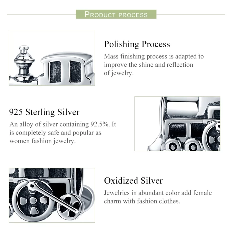 (image pour) Charm Style PANDORA Vintage train - SCC507 - Afficher 6