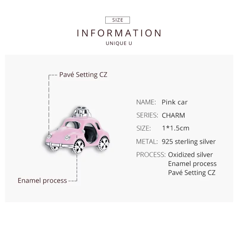 (image pour) Charm Style PANDORA Voiture rose - SCC1738 - Afficher 8