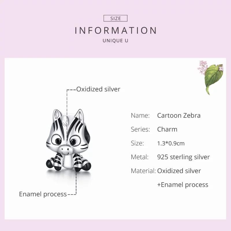 (image pour) Charm Style PANDORA Zèbre de dessin animé - BSC387 - Afficher 7