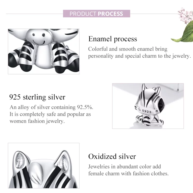 (image pour) Charm Style PANDORA Zèbre de dessin animé - BSC387 - Afficher 8