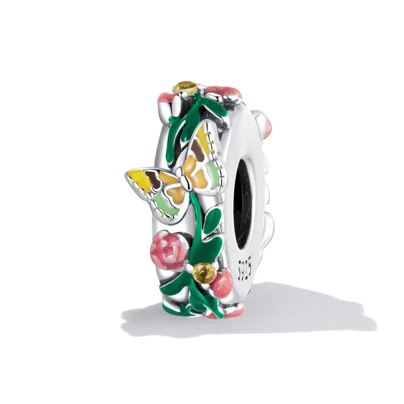 (image pour) Charme d'espacement en forme de papillon et fleur de style Pandora - SCC2251 - Afficher 2