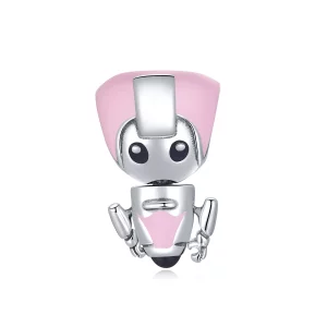 (image pour) Charme de bébé robot rose de style Pandora - SCC1774