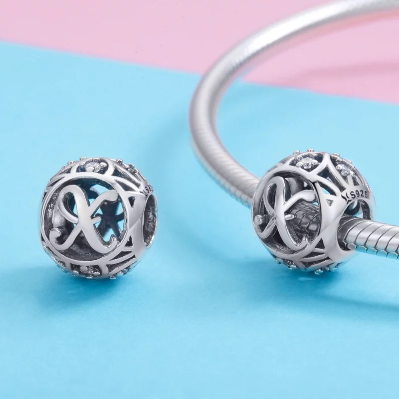(image pour) Charme de style Pandora avec lettre-X - SCC738-X - Afficher 3