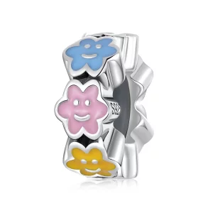 (image pour) Charme en forme de visage souriant coloré avec motif nuage - SCC2188 dans le style Pandora