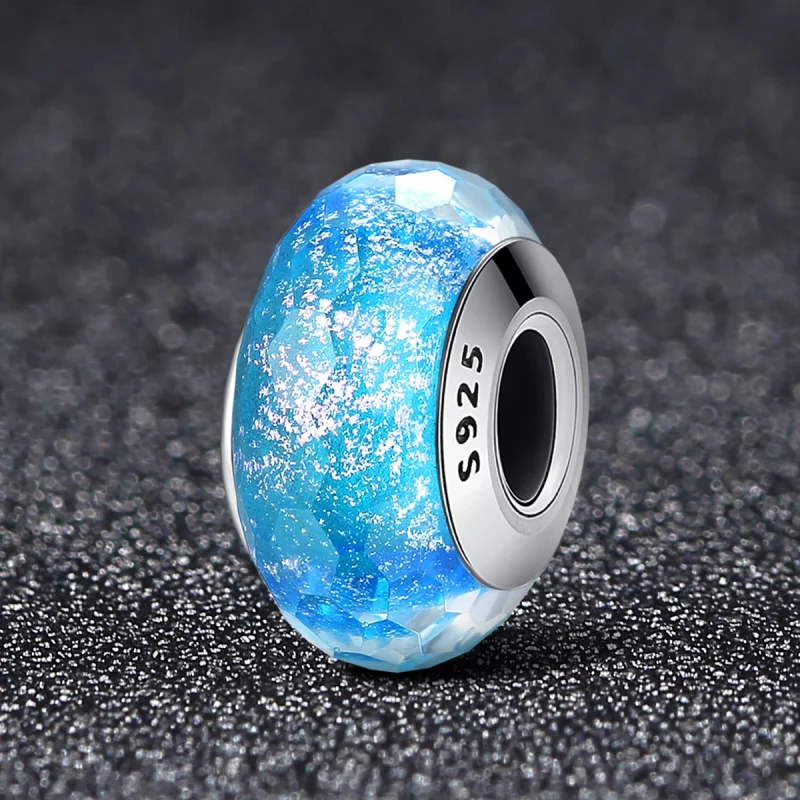 (image pour) Charme en verre de Murano bleu de style Pandora - SCZ054 - Afficher 2