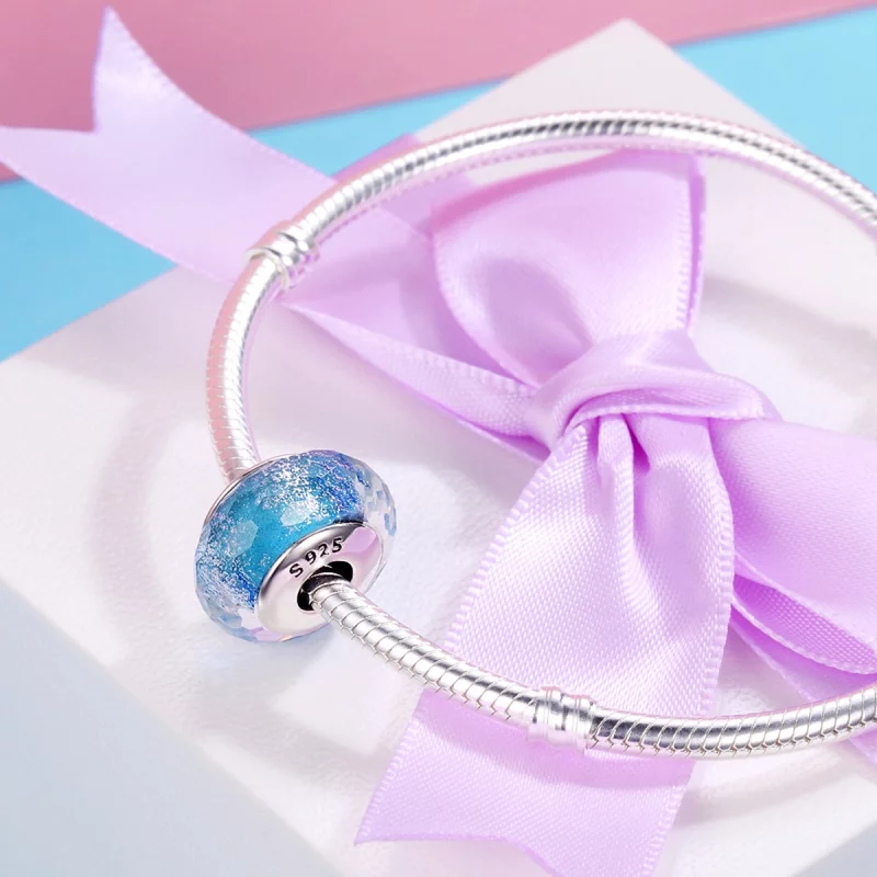 (image pour) Charme en verre de Murano bleu de style Pandora - SCZ054 - Afficher 4