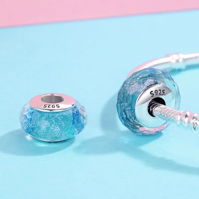 (image pour) Charme en verre de Murano bleu de style Pandora - SCZ054 - Afficher 5