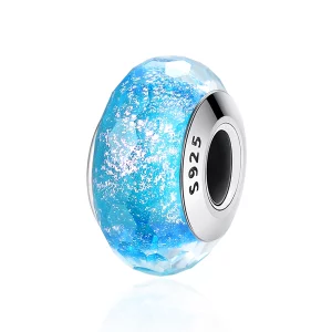 (image pour) Charme en verre de Murano bleu de style Pandora - SCZ054