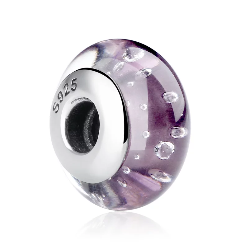 (image pour) Charme en verre de Murano violet de style Pandora - SCZ001 - Afficher 2