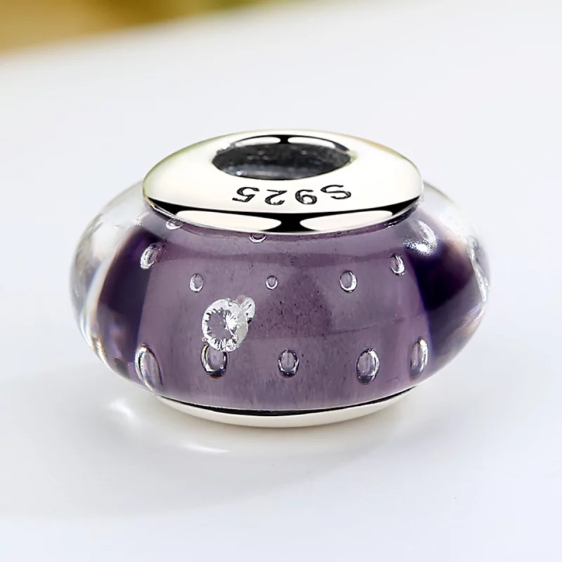 (image pour) Charme en verre de Murano violet de style Pandora - SCZ001 - Afficher 4