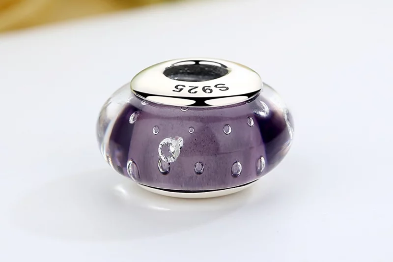 (image pour) Charme en verre de Murano violet de style Pandora - SCZ001 - Afficher 8