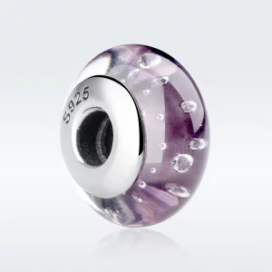 (image pour) Charme en verre de Murano violet de style Pandora - SCZ001