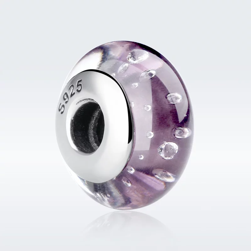 (image pour) Charme en verre de Murano violet de style Pandora - SCZ001