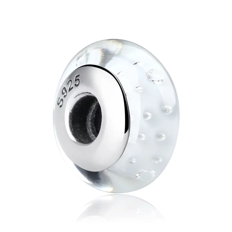 (image pour) Charme en verre murano blanc de style Pandora - SCZ002 - Afficher 2