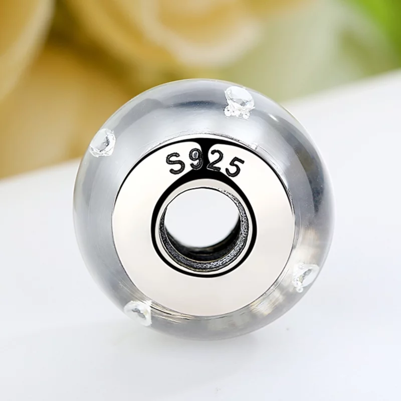 (image pour) Charme en verre murano blanc de style Pandora - SCZ002 - Afficher 4