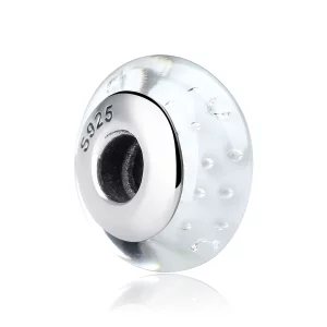 (image pour) Charme en verre murano blanc de style Pandora - SCZ002