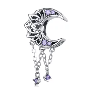 Charme à franges en forme de lune de style Pandora - BSC636 (image pour) Charme à franges en forme de lune de style Pandora - BSC636