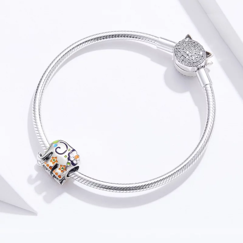 (image pour) Charme éléphant heureux de style Pandora - BSC095 - Afficher 2