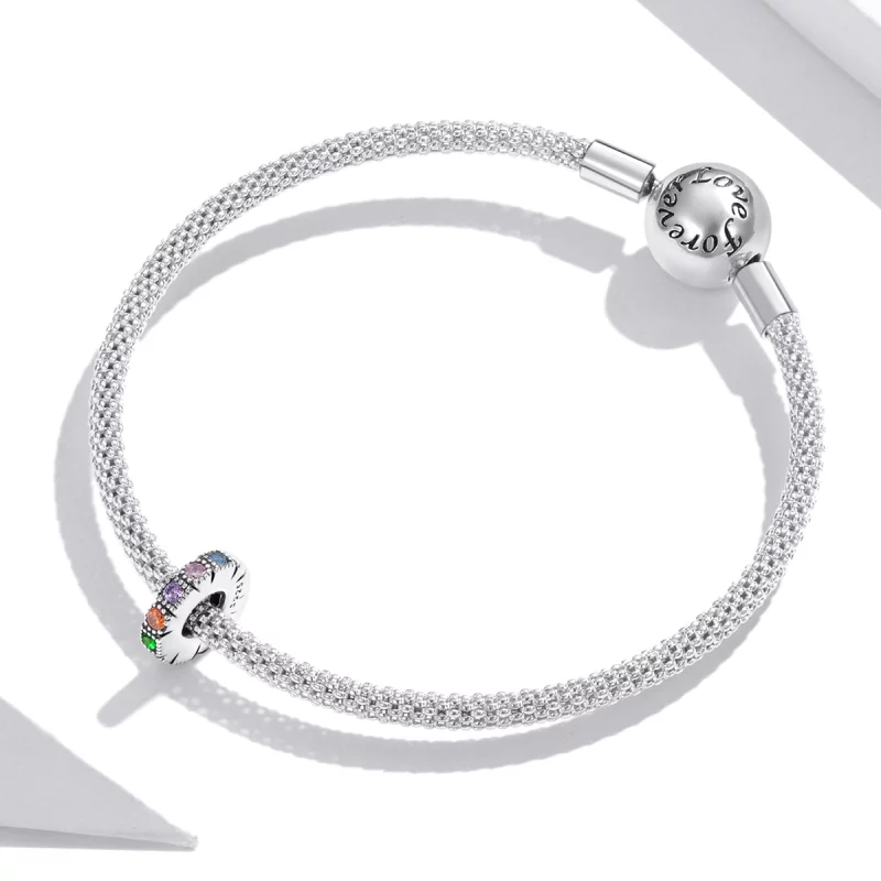 (image pour) Pandora Style Charm en pierre arc-en-ciel - BSC473 - Afficher 3