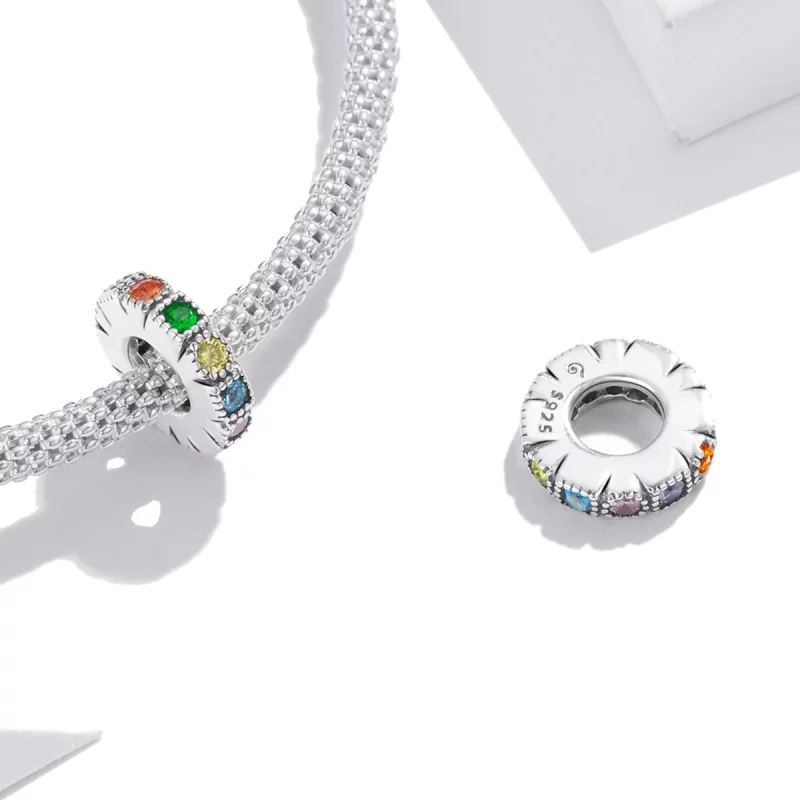 (image pour) Pandora Style Charm en pierre arc-en-ciel - BSC473 - Afficher 4