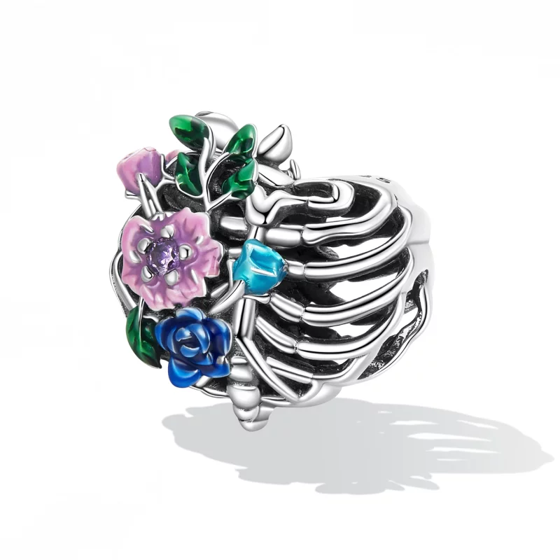 (image pour) Pandora Style Love Rib Flower Charm - SCC2239 - Afficher 2