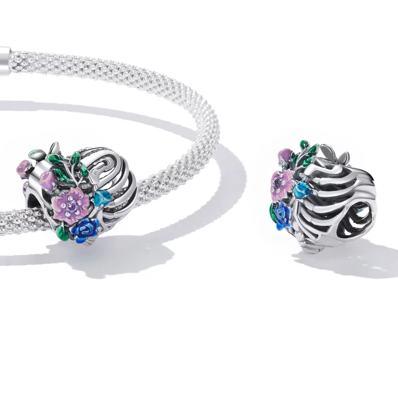 (image pour) Pandora Style Love Rib Flower Charm - SCC2239 - Afficher 4