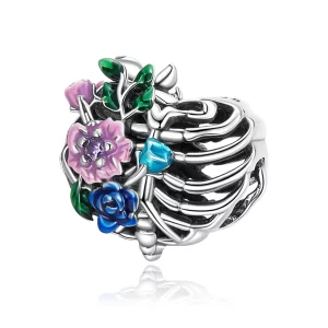 (image pour) Pandora Style Love Rib Flower Charm - SCC2239