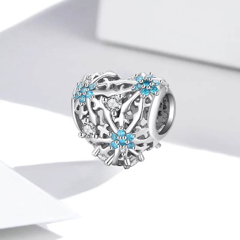 (image pour) Pendentif en forme de cœur flocon de neige de style Pandora - BSC530 - Afficher 2